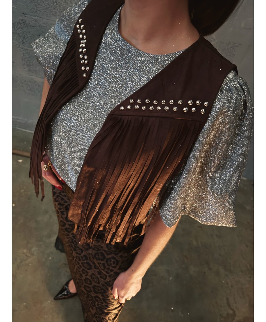 VESTE MARRON SANS MANCHES - SARAH