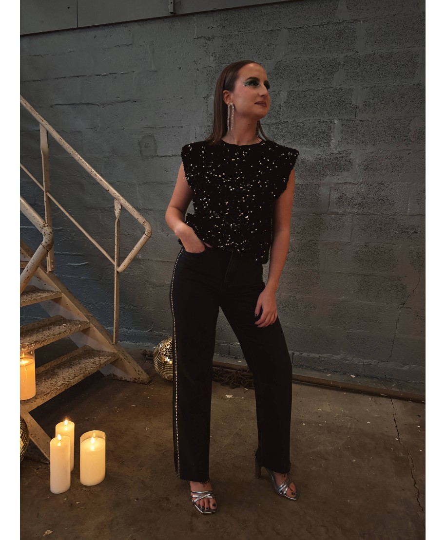 TOP SANS MANCHES SEQUINS - CHLOE