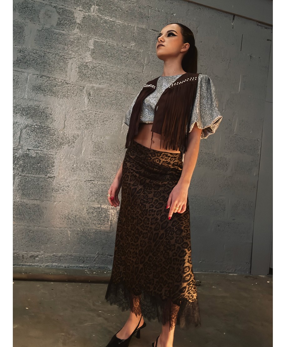 JUPE SATINEE LEOPARD - SOLIA