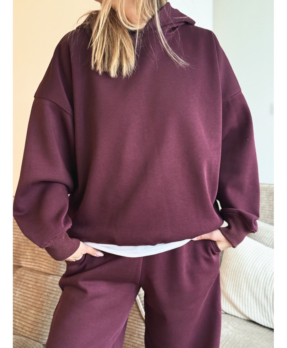 SWEAT A CAPUCHE BORDEAUX - CLOE