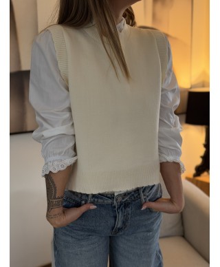 PULL SANS MANCHES ÉCRU - CLAIRE