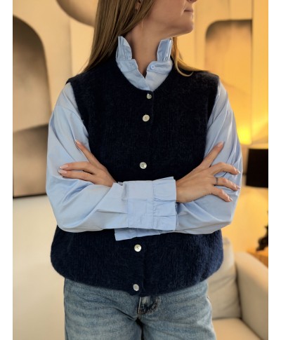 MAILLE SANS MANCHES BLEU MARINE - SUZIE