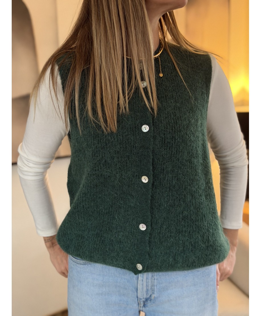 MAILLE SANS MANCHES VERT - SUZIE
