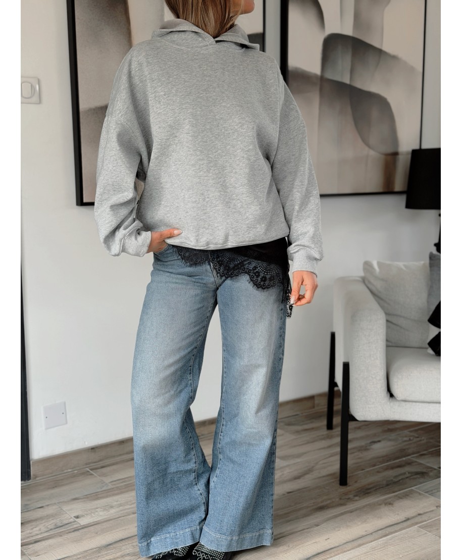 SWEAT A CAPUCHE GRIS - CLOE