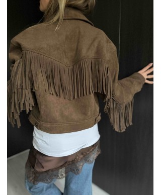 VESTE SUEDINE MARRON - DANIA