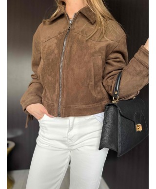 VESTE SUEDINE MARRON - DANIA
