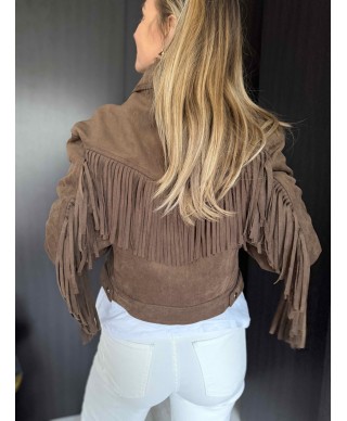 VESTE SUEDINE MARRON - DANIA