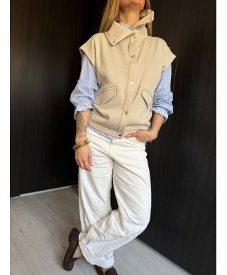 VESTE SANS MANCHES BEIGE - ELISE