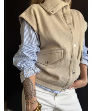 VESTE SANS MANCHES BEIGE - ELISE