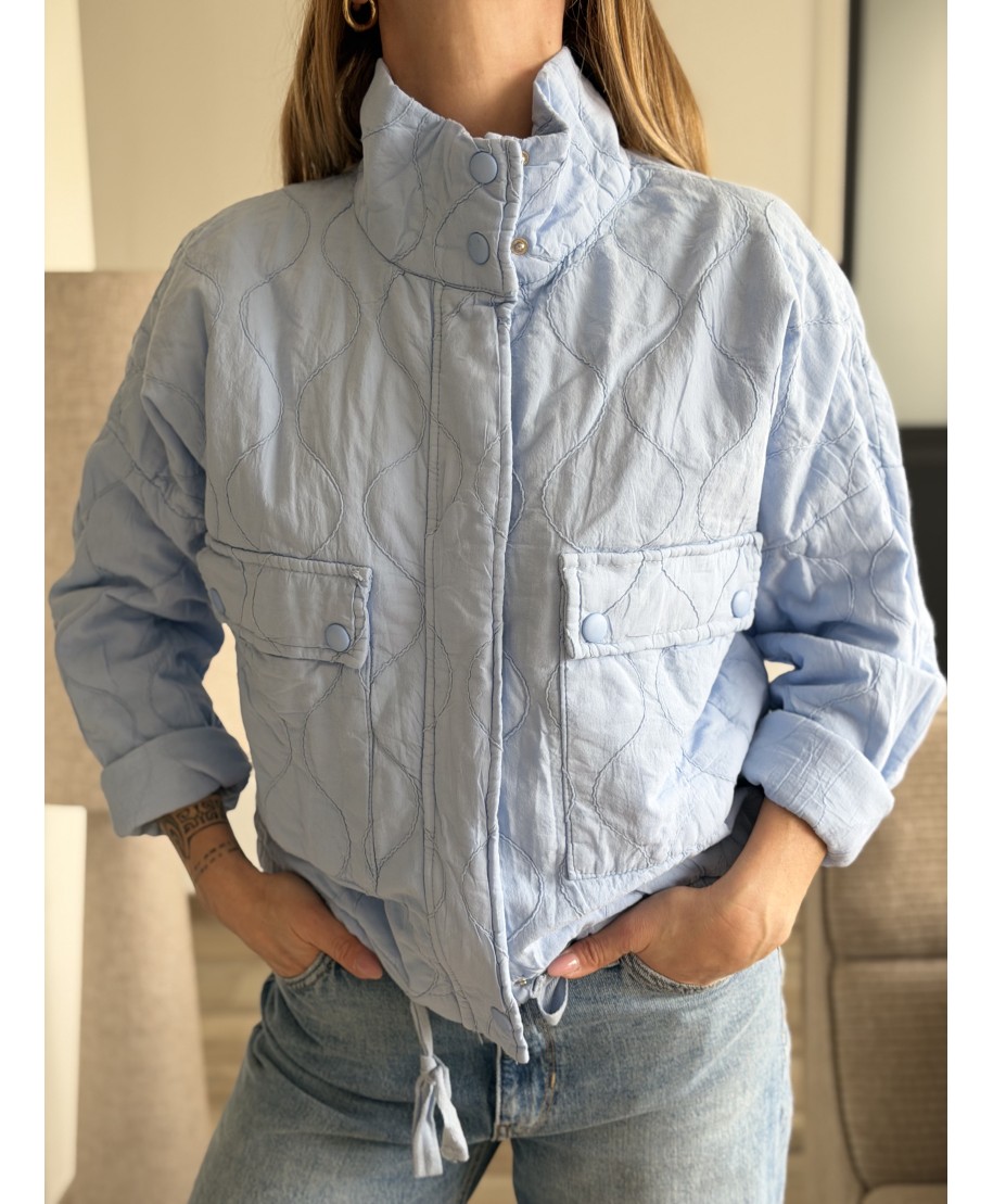 VESTE BLEU CIEL AVEC PRESSIONS - DIEGO