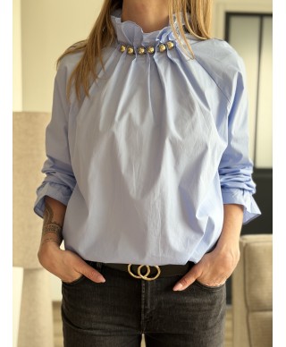 BLOUSE BLEU CIEL - CINTIA