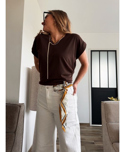 TEE SHIRT CHOCOLAT COL V GARCIA