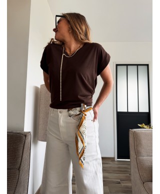 TEE SHIRT CHOCOLAT COL V GARCIA