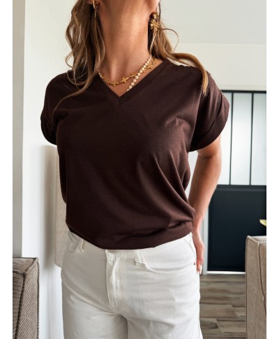 TEE SHIRT CHOCOLAT COL V GARCIA