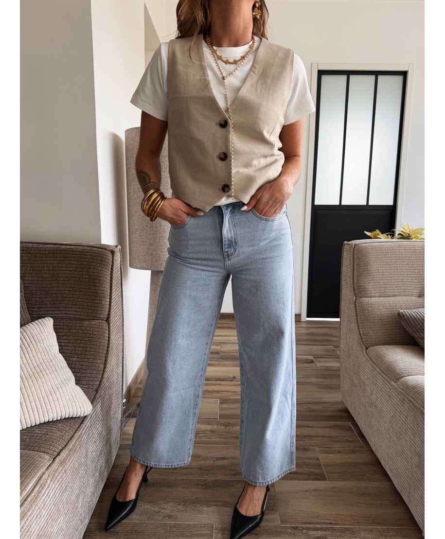 JEAN CROPPED colombe blue