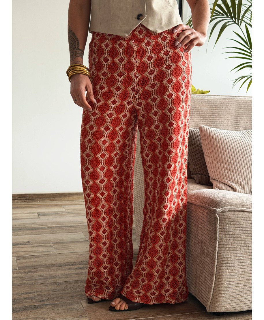 PANTALON CROCHET ORANGE - MAIA