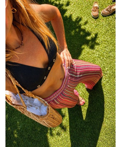 PANTALON COLORÉ CROCHET - OLIVIA