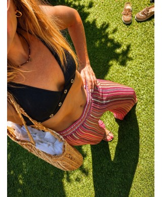 PANTALON COLORÉ CROCHET - OLIVIA