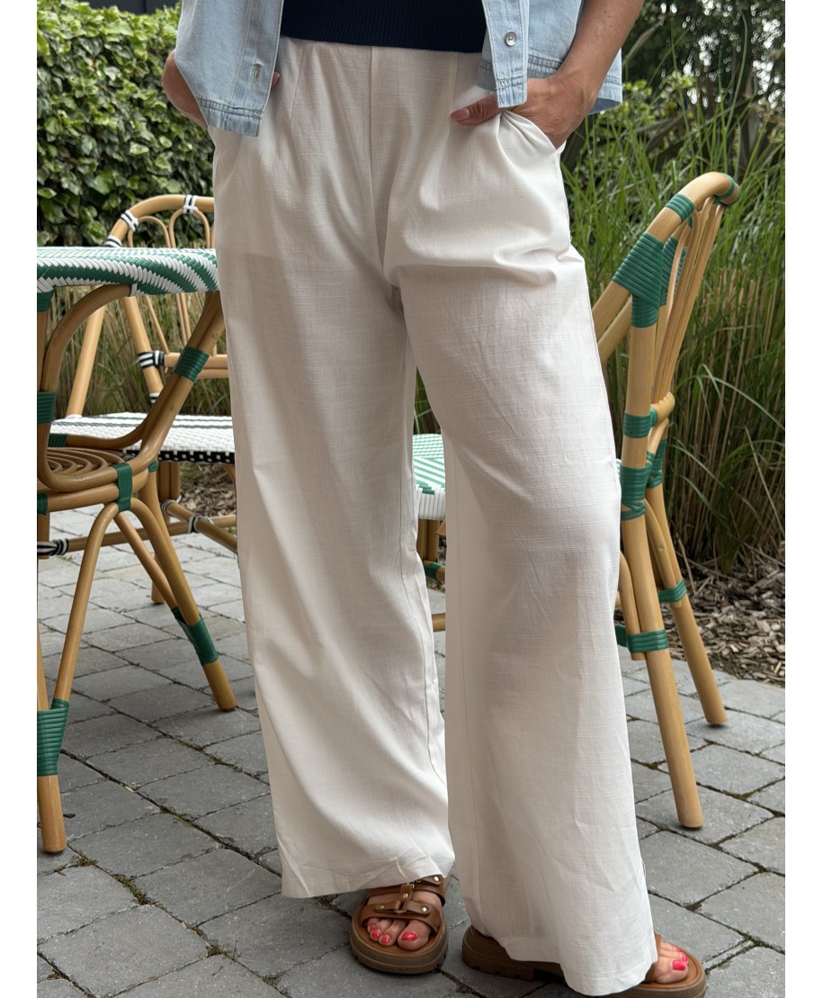 PANTALON LIN BLANC - LILA