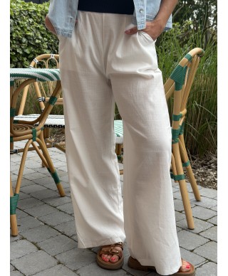 PANTALON LIN BLANC - LILA