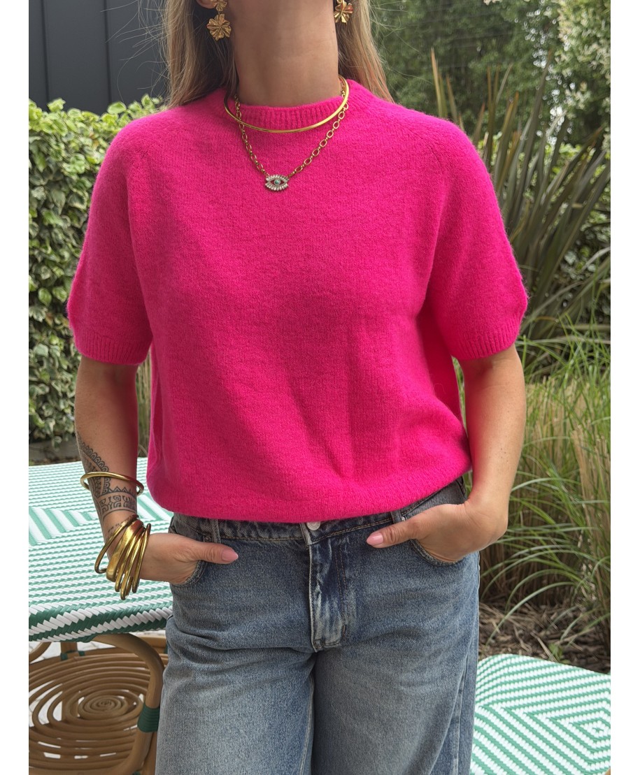 MAILLE SANS MANCHES ROSE FUSCHIA - CAPUCINE