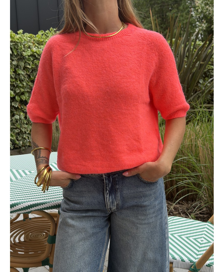 MAILLE SANS MANCHES CORAIL - CAPUCINE