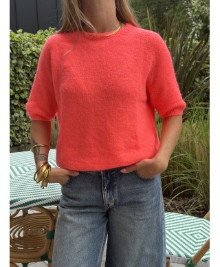 MAILLE SANS MANCHES CORAIL - CAPUCINE