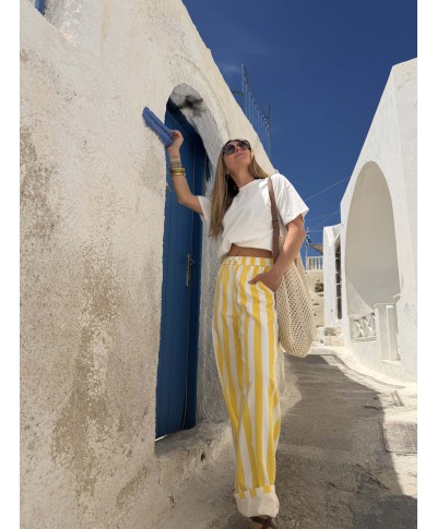 PANTALON RAYÉ JAUNE - ICARE