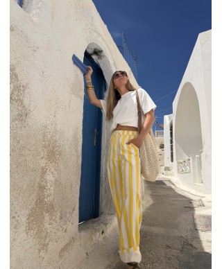 PANTALON RAYÉ JAUNE - ICARE