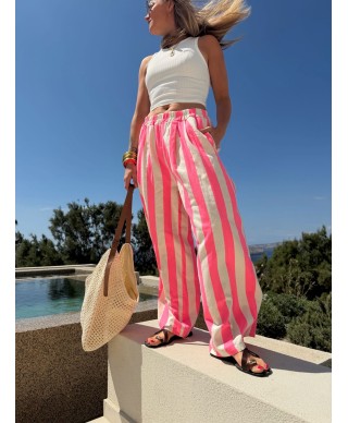 PANTALON RAYÉ ROSE - ICARE