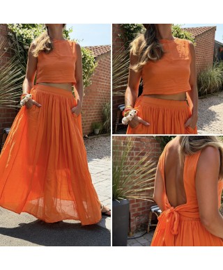 JUPE LONGUE ORANGE - FIONA