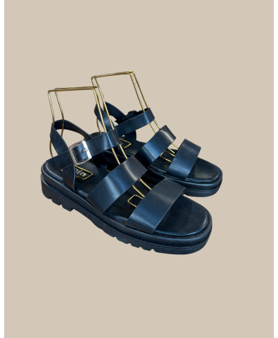 SANDALES PLATES NOIRES