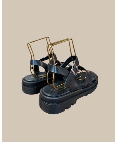 SANDALES PLATES NOIRES