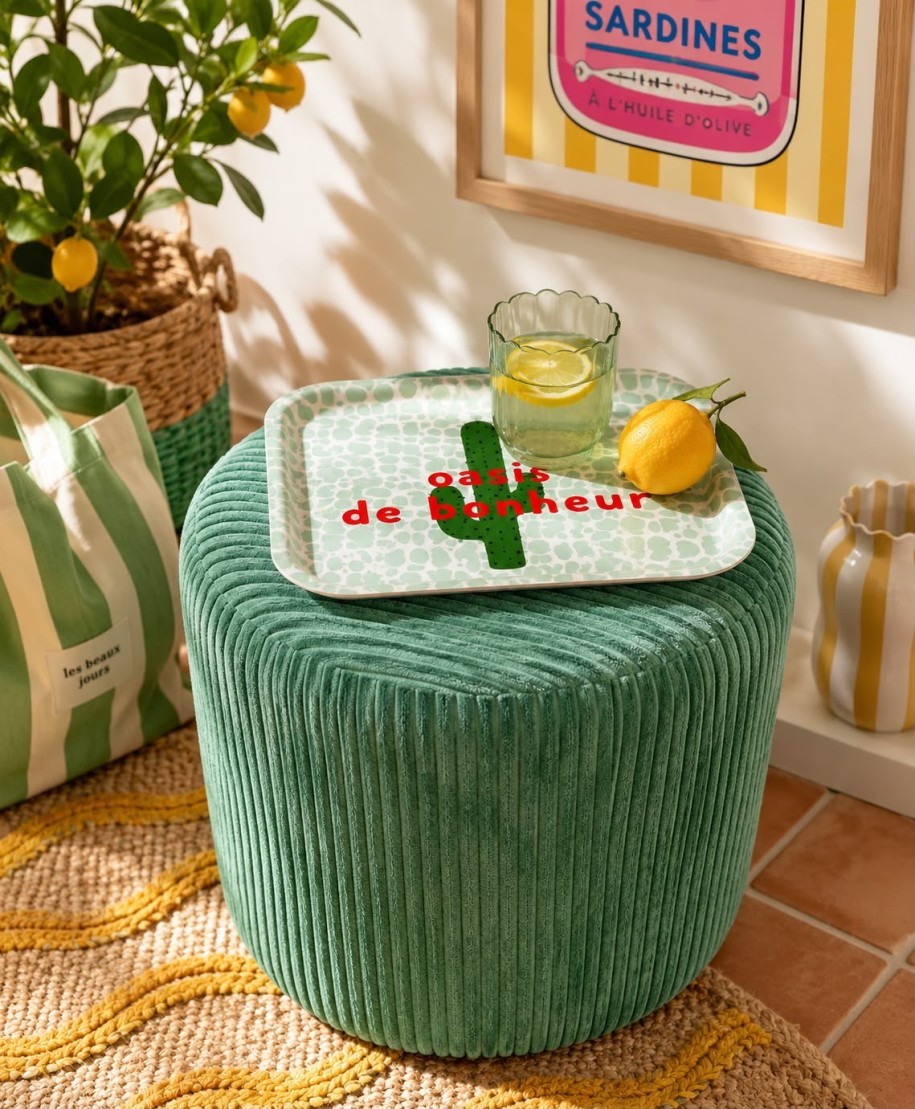POUF VELOUR VERT