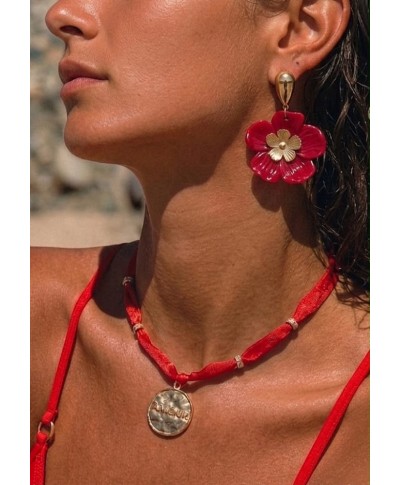 BOUCLE D'OREILLES FLEUR ROUGE