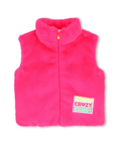 VESTE SANS MANCHE FOURRURE ROSE FLUO