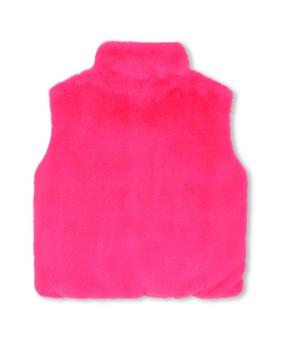 VESTE SANS MANCHE FOURRURE ROSE FLUO
