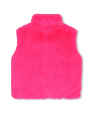 VESTE SANS MANCHE FOURRURE ROSE FLUO