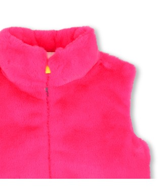 VESTE SANS MANCHE FOURRURE ROSE FLUO